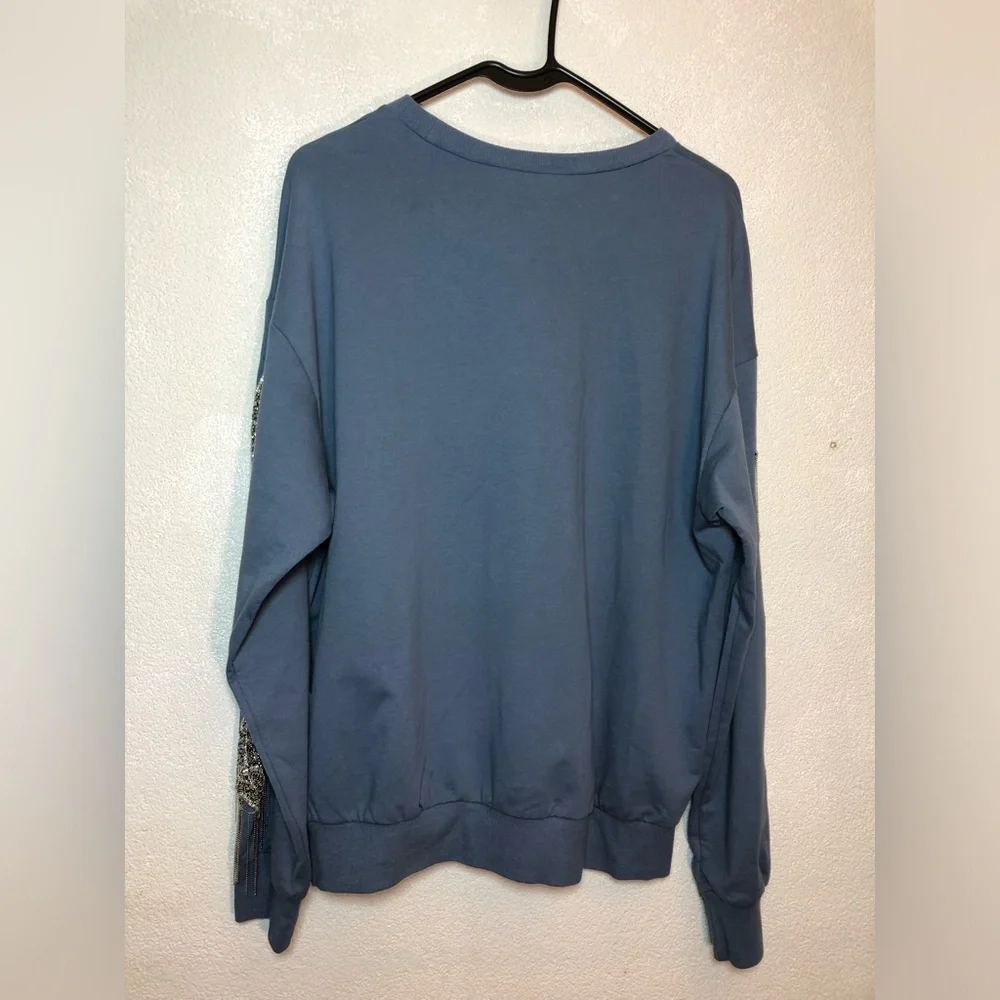 Blue Lucky Star Sweatshirt with Silver Star Accents